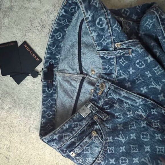 LOUIS VUITTON jacquard all-over print zip-up jeans - Picture 10 of 13